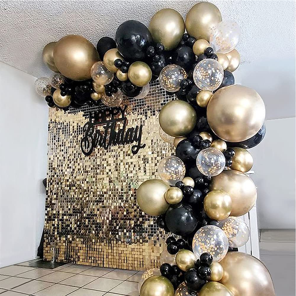 Beyondtrade Black & Gold Balloon Arch Kit, 121-Piece