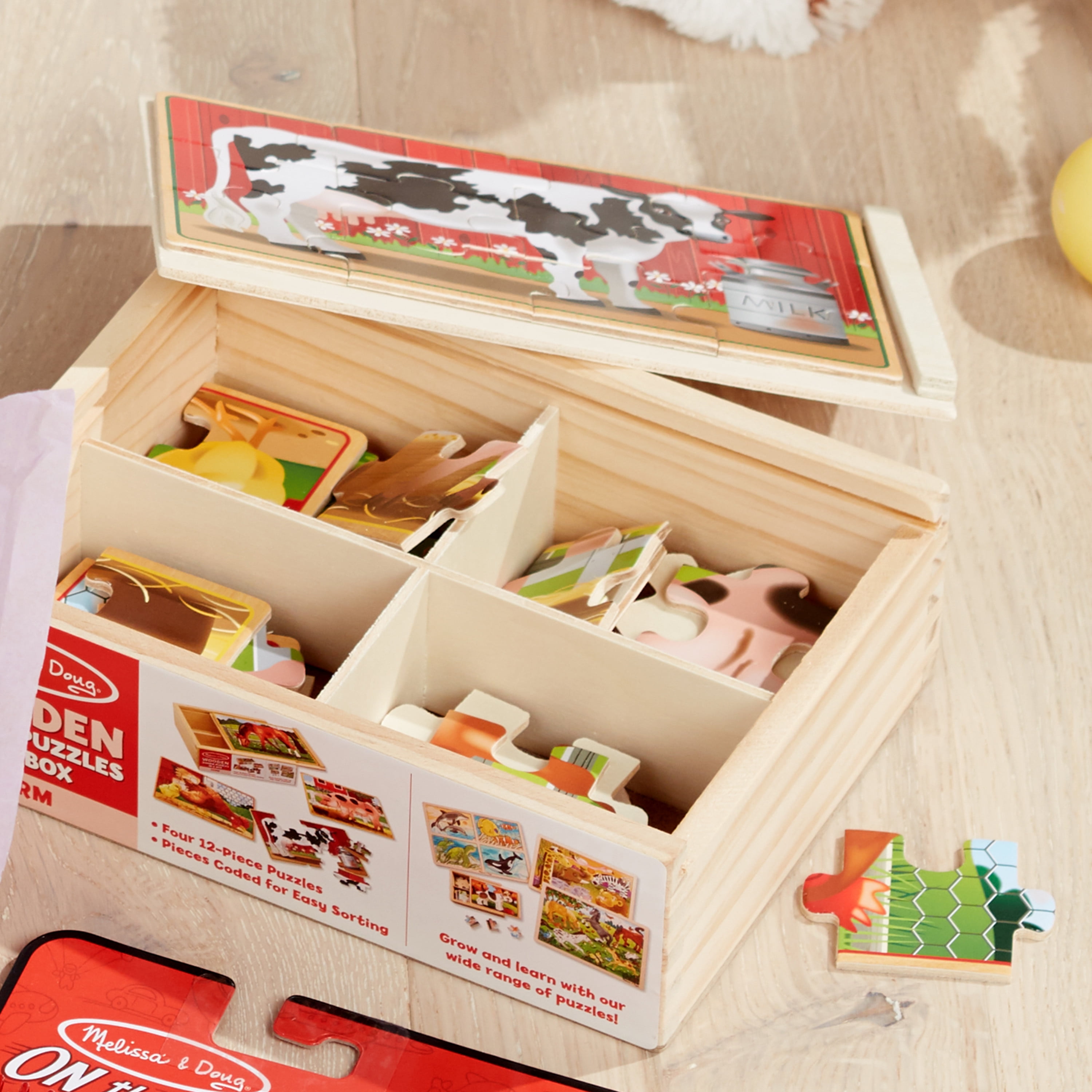 Melissa and Doug, Farm 4-in-1 Wooden Jigsaw Puzzles, 48 pcs