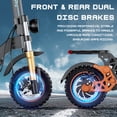 thumbnail image 6 of Adult Electric Scooter, 50 Miles Range,34 Mph Top Speed, 11"/10" Off Road Tire,1600W Folding E-Scooter with Detachable Seat for Commuting, 6 of 12