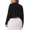 thumbnail image 3 of Agnes Orinda Plus Size Cardigan for Women Long Sleeve Open Front Elegant Cropped Shrugs Bolero Cardigans 2X Black, 3 of 6