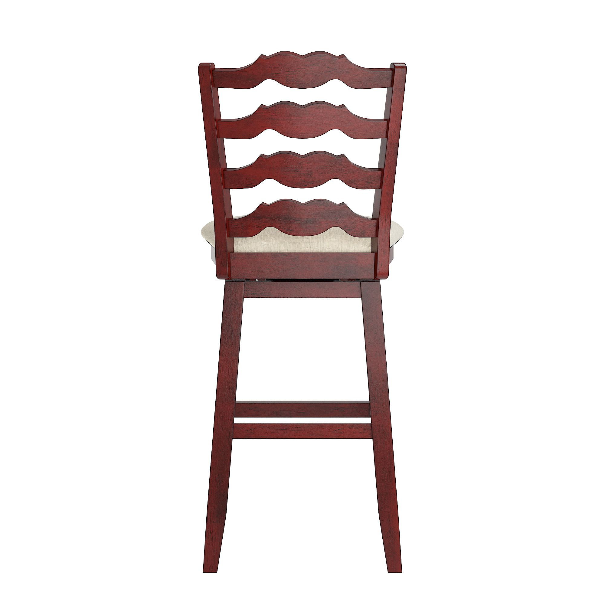 Weston Home Sheena French Ladder Back Bar Height Swivel Stool, Antique Berry