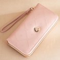 thumbnail image 5 of Cartera de piel sintética Yashi cartera grande con cremallera monedero minimalista para mujer tarjetero de moda de gran capacidad rosa, 5 of 5