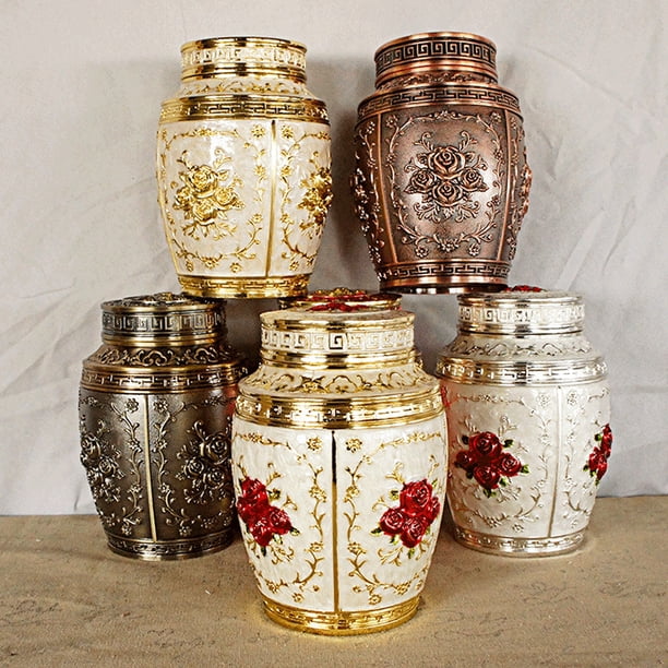 Adornos para sala de estar, comedor, café, té, latas de metal tallado, rosa, elefante, ciruela, orquídea, bambú, crisantemo, pez anual
