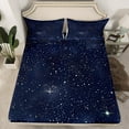 thumbnail image 2 of Manfei Teens Psychedelic Galaxy Twin Sheet Sets, Dreamy Bling Stars Print Twin Fitted Sheet, Starry Sky Flat Sheet, Microfiber Bedroom Decor, 3 Pieces, 2 of 7