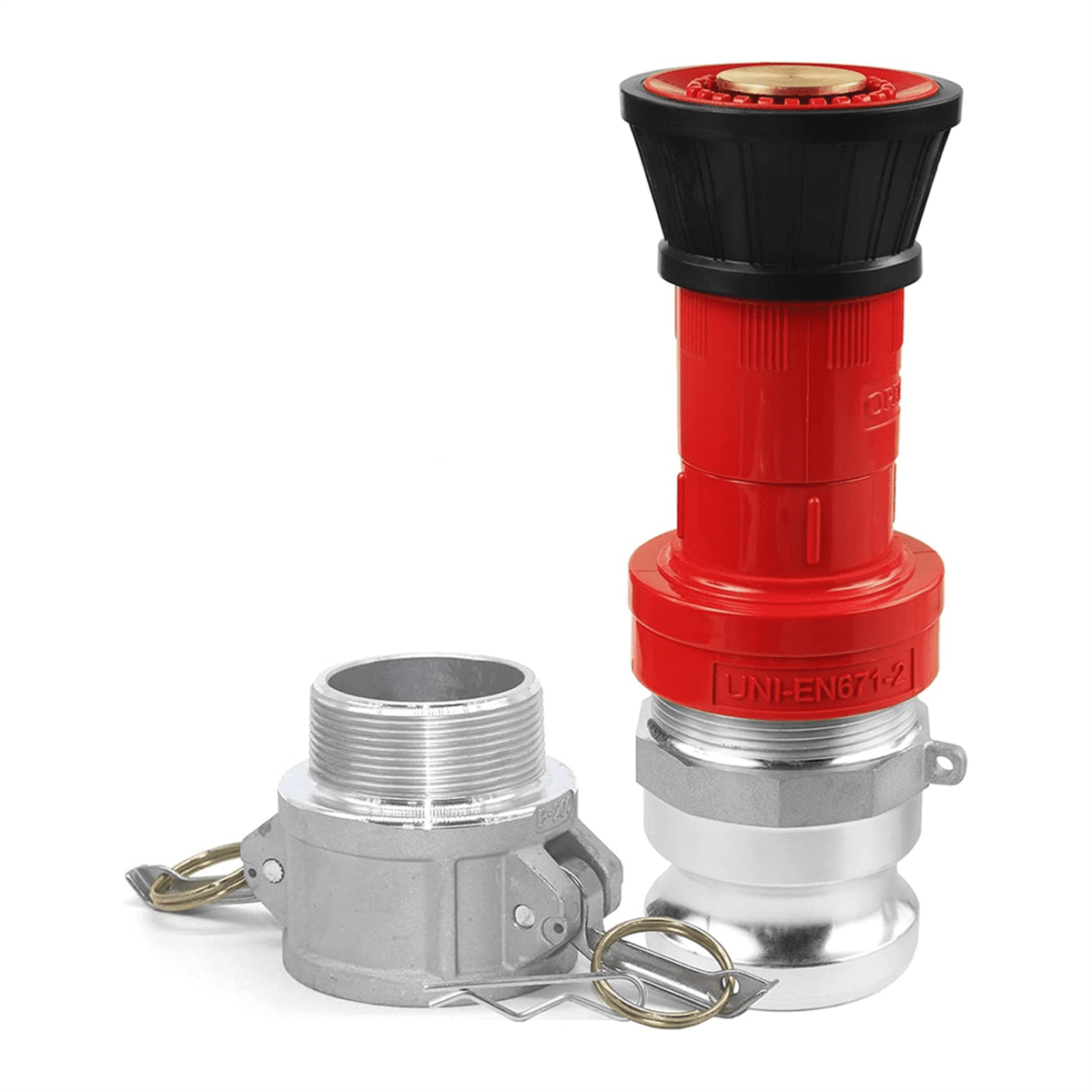 Fire Hose Nozzle,2In NPSH HeavyDuty Industrial Fire Hose Constant Flow Fog Nozzle with 2Pc 2In Camlock Fitting Coupling