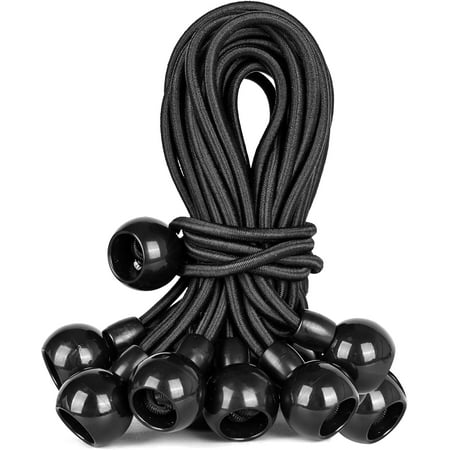 Versatile Windproof Bungee Cord Durability Tie Down Cords UV Resistant Straps Multifunction Elastic Rope (50 Black 12 inch)