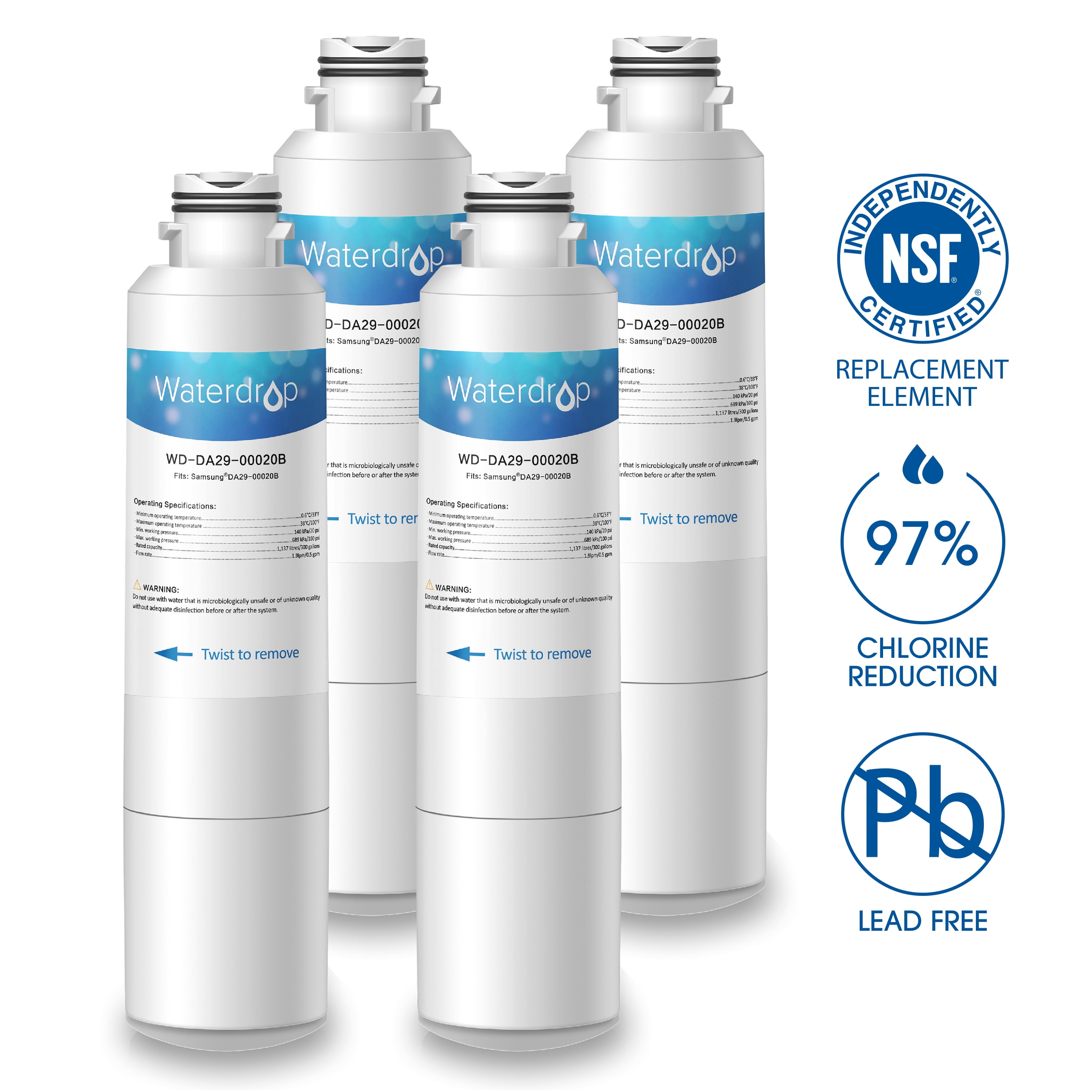 NSF 42 Certified Waterdrop Refrigerator Water Filter Replacement for