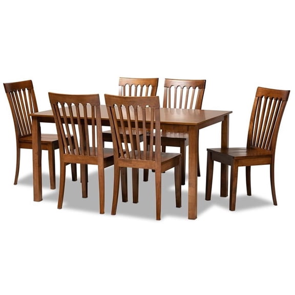 Bowery Hill Walnut Brown Finished Wood 7-Piece Dining Set