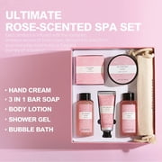 Spa Bath Gift Sets for Women - Rose Scent Gifts Box for Her, Relaxing Body Care Birthday Gifts for Mom