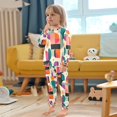 thumbnail image 4 of FORMRS Long Sleeve Top and Pants Pajama Set for Niños 2-Piece Sleepwear, Sizes 18M-8Y, Beige Abstract, 4 of 6