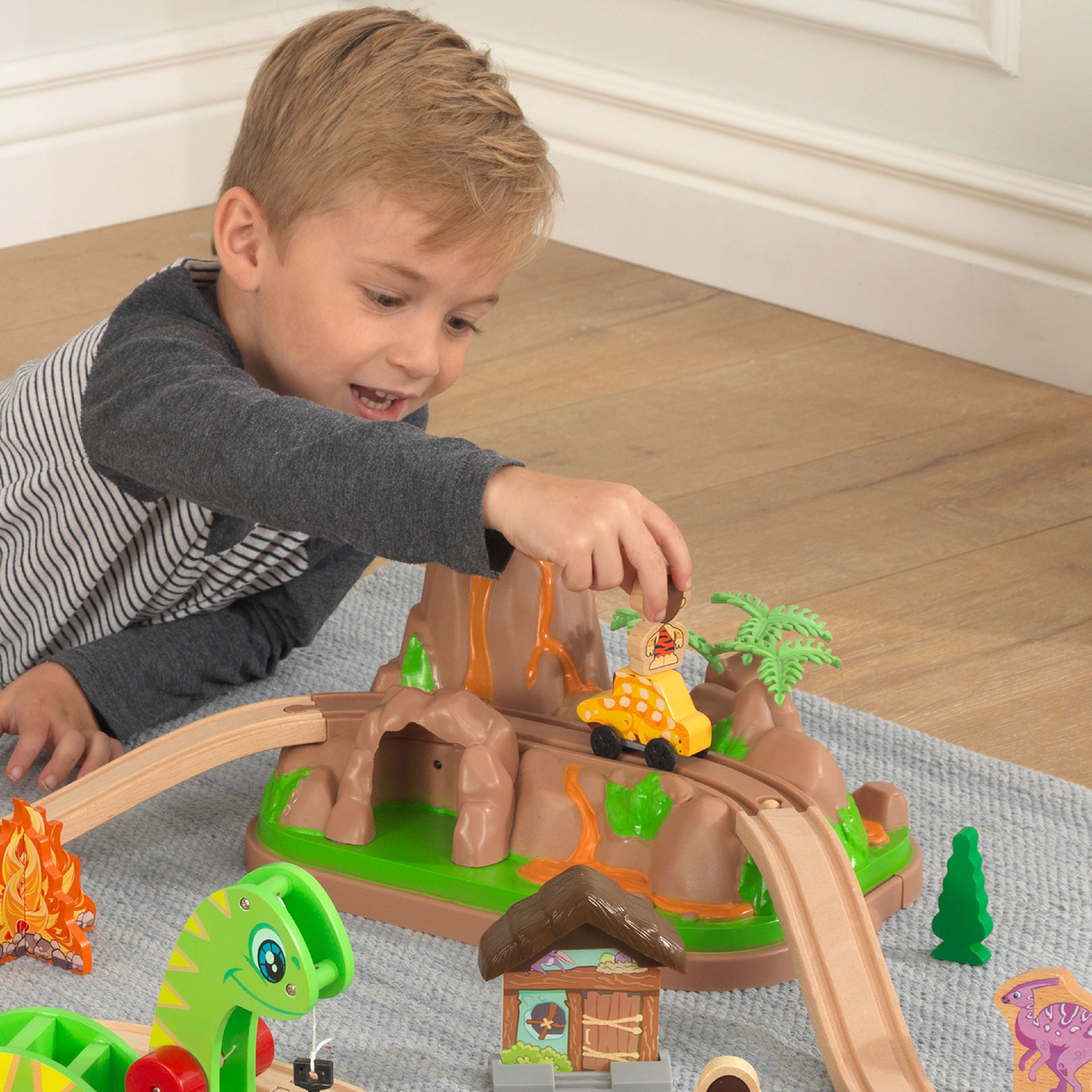 kidkraft dinosaur bucket top train set