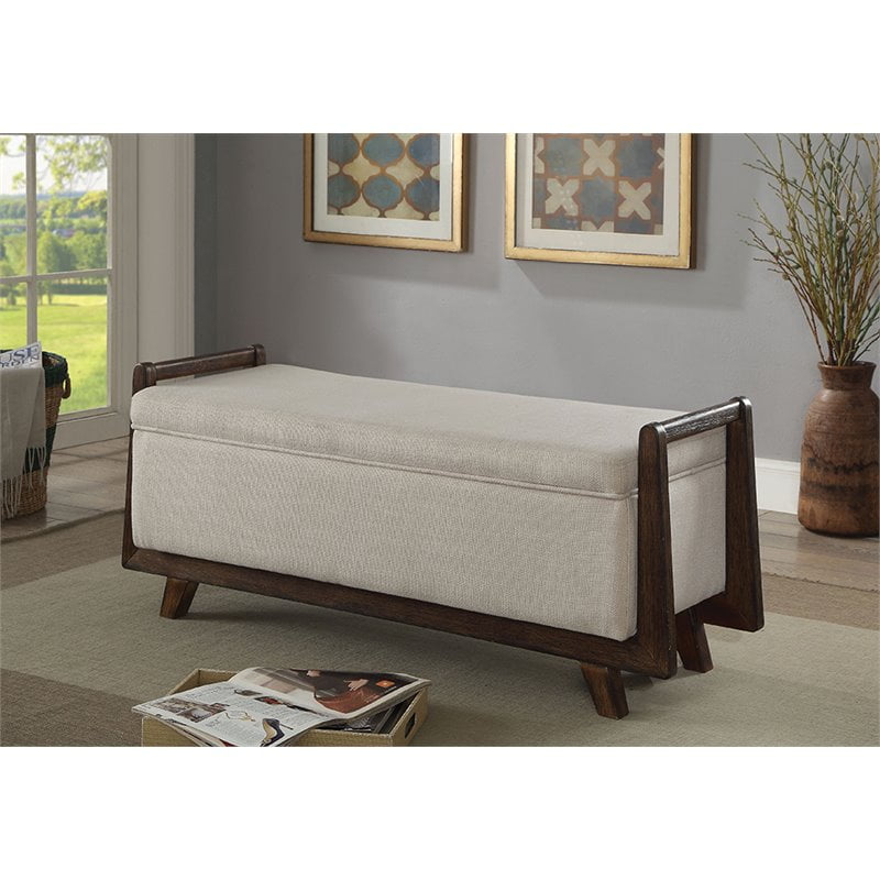 Furniture Of America Boston Contemporary Fabric Storage Bench In Beige Walmart Canada