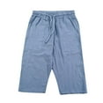 thumbnail image 4 of Men's Long Linen Shorts 3/4 Length Lounge Lounge Shorts Capri Pant (Blue XL), 4 of 5