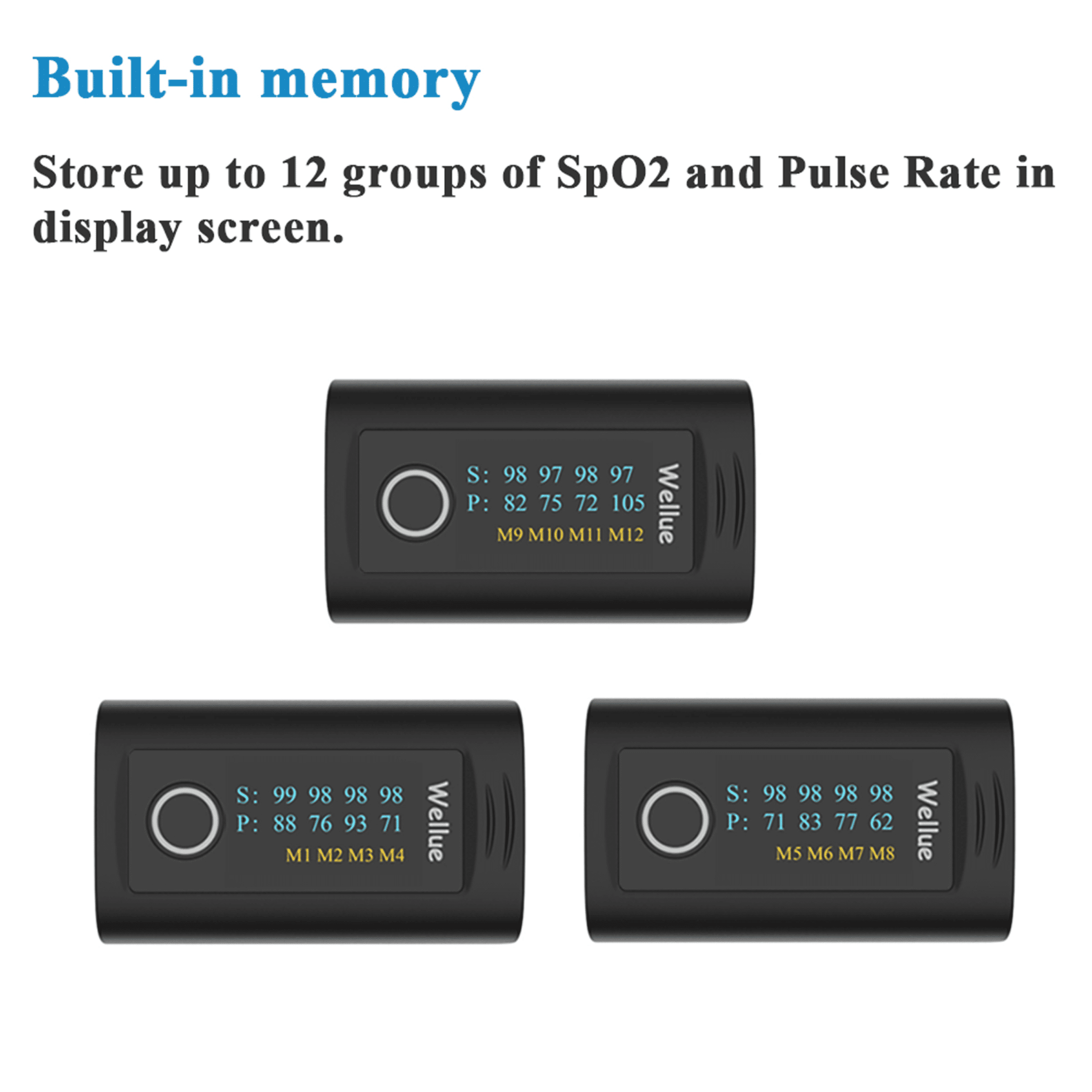 Wellue Bluetooth Pulse Oximeter with App, Fingertip Blood Oxygen Saturation & Pulse Rate Monitor, Fast 8s Reading, OLED Display, Trend Tracking & PDF Reports