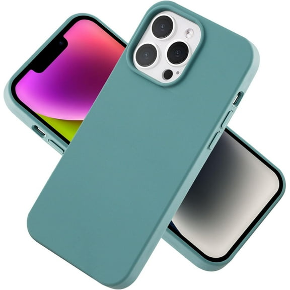 Silicone Shockproof Phone Case for iPhone 14 Pro Max with Soft Anti-Scratch Microfiber Lining Green