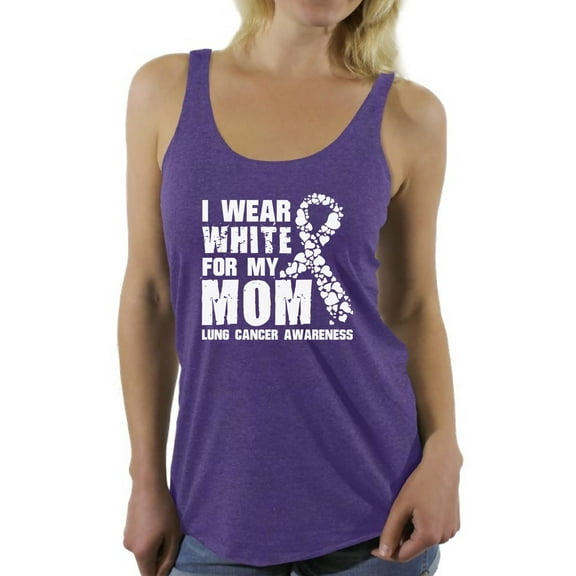 Awkward Styles Women's I Wear White for My Mom Graphic Racerback Tank Tops Lung Cancer Awareness