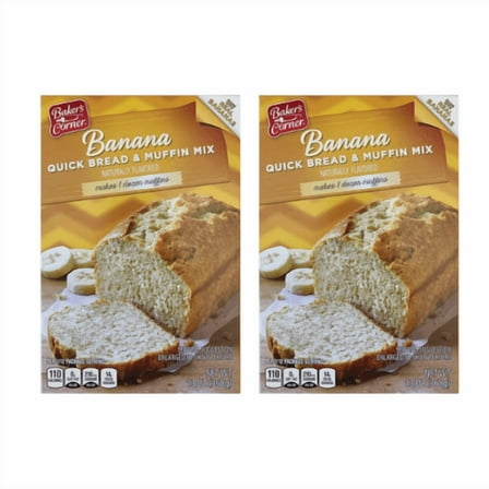 Baker's Corner Banana Quick Bread & Muffin Mix, Naturally Flavored, 13 oz,2 Pack