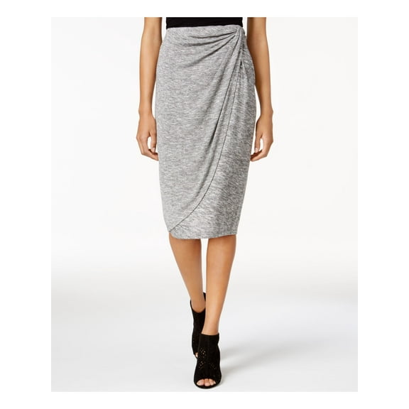 BAR III Womens Gray Gathered Below The Knee Wear To Work Pencil Skirt XXS