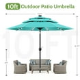 thumbnail image 4 of Scafild | 10ft Outdoor Patio Umbrellas with Solar Lights, 3 Tier Vented Large Market Table Umbrella with 8 Sturdy Ribs & 1.5" Pole UV Protection for Garden Deck Backyard Pool - Peacock Blue, 4 of 9