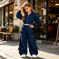 thumbnail image 4 of Enyan Kids Clothes Girls 2-Piece Outfits Long Sleeve Sweatshirt & Wide Leg Pants Set, 4 of 6
