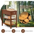 thumbnail image 4 of Demi Bonn 3-Tier Narrow End Table, Pull-Out Drawer, Solid Rubber Wood Legs, Brown, 4 of 7