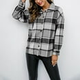 thumbnail image 6 of Otvok Womens Coat Plus Size Plaid Lapel Cardigan Long Sleeve Hoodless Jacket, 6 of 7