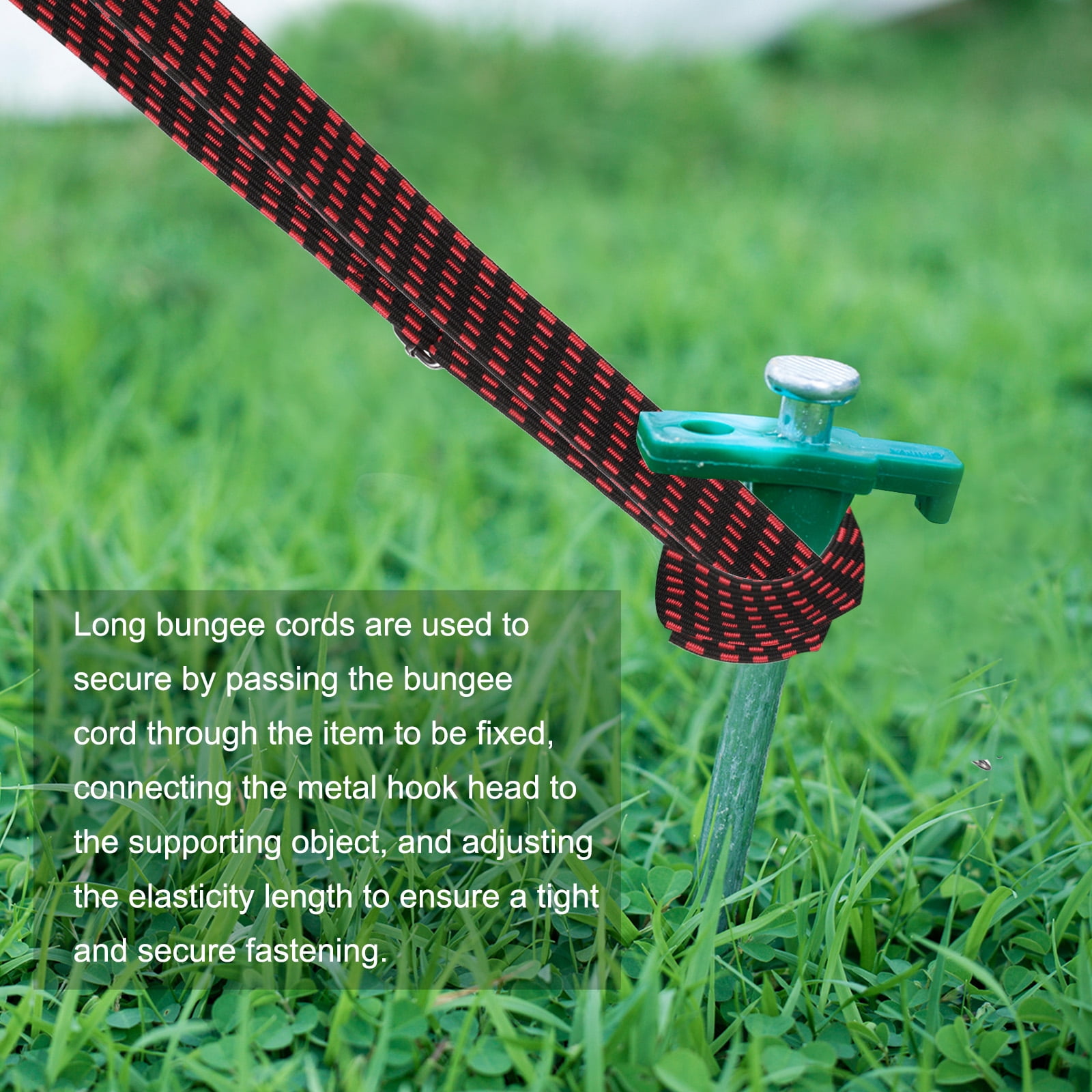 Uxcell 4Pcs Bungee Cord with Hooks 78" Latex Bungee Cords for Outdoor Camping Straps, Black Green