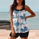 thumbnail image 4 of Trajes de baño Amzcrzy Tankini para mujer, trajes de baño, trajes de baño de dos piezas, bikini para mujer con estampado conservador y espalda de tiras, traje de baño azul claro, XL, 4 of 6