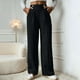 thumbnail image 2 of Pantalones casuales de pierna recta para mujer: diseño con botones laterales, cintura elástica, bolsillos funcionales, poliéster, tallas S-XXXL, 100-105 cm de largo, lavables a máquina., 2 of 6