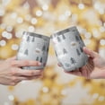 thumbnail image 2 of 12oz Stemless Wine Tumblers Gray Christmas House and Tree Pattern Vacuum Insulated Stainless Steel Travel Tumbler Cups Mug with Lid and Straw for Champaign,Cocktail,Beer with Cleaning Brush, 2 of 5