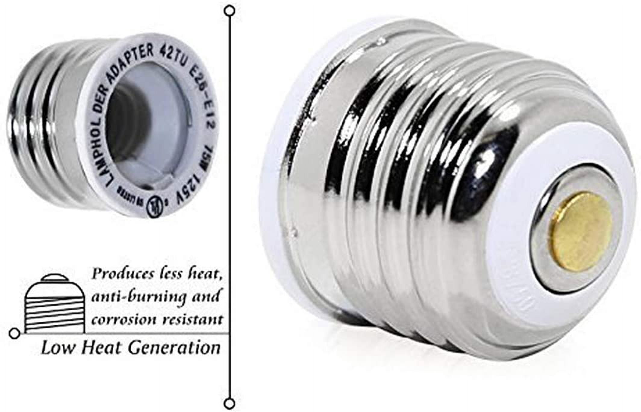 TORCHSTAR 10-Pack E26/E27 to E12 Socket Adapter, Medium Screw Base to Candelabra Base Bulb Converter Reducer, Anti-burning, Heat-resistant, 125V Max 75W