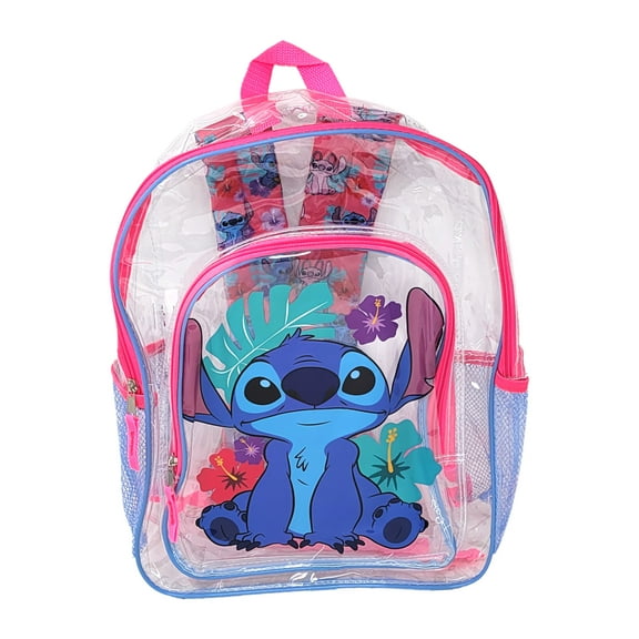 Disney Stitch Transparent Backpack Clear 16" Girls School Bag