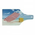 thumbnail image 1 of Yellow and Blue Cutting Board, Windy Sandy Beach with Sunshade and Trolley Summer Holiday Relax Picture, Tempered Glass Cutting and Serving Board, Wine Bottle Shape, Multicolor, by Ambesonne, 1 of 1