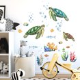 thumbnail image 1 of Calcomanías de pared de tortuga bajo el mar, pegatina de pared, decoración de pared de Coral, dormitorio, baño, guardería de bebé Excelente Rendimiento, 1 of 5