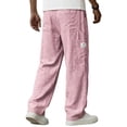 thumbnail image 1 of Breathable Linen Casual Trousers for Everyday Comfort with Lightweight Loose Fit design featuring Solid Color Drawstring Waist Pockets and Easy Care, 1 of 3