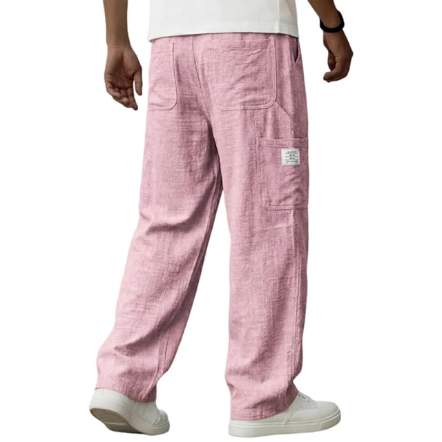 Breathable Linen Casual Trousers for Everyday Comfort with Lightweight Loose Fit design featuring Solid Color Drawstring Waist Pockets and Easy Care