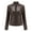 Coffee, variant on Women Ladies Lapel Motor Jacket Coat Zip Biker Short Punk Cropped Cot Outerwear