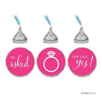 Fuchsia He Asked She Said Yes! Hershey´s Kisses Stickers, 216-Pack