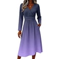 thumbnail image 4 of BOMYJESK Summer Dresses for Women Hugging Slim Beach Long Sleeve a Line Dress Casual Vacation Spring Dress Dark Purple S, 4 of 5