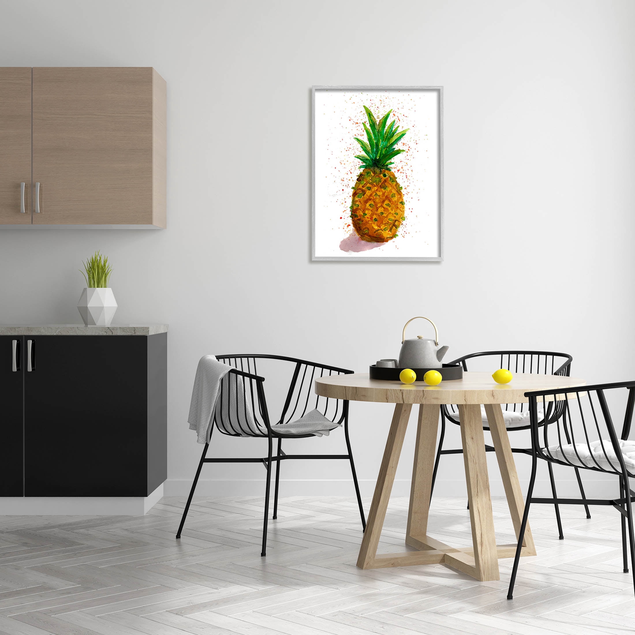 Speckled Pineapple Tropical Fruit Food & Beverage Graphic Art Gray Framed Art Print Wall Art