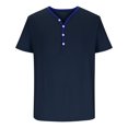 thumbnail image 3 of ylioge Mens T-Shirts Button V Neck Short Sleeve Tshirts Shirts Loose Pullover Ribbed Solid Color Comfort Casual Basic Office Work Tees Tops, 3 of 5