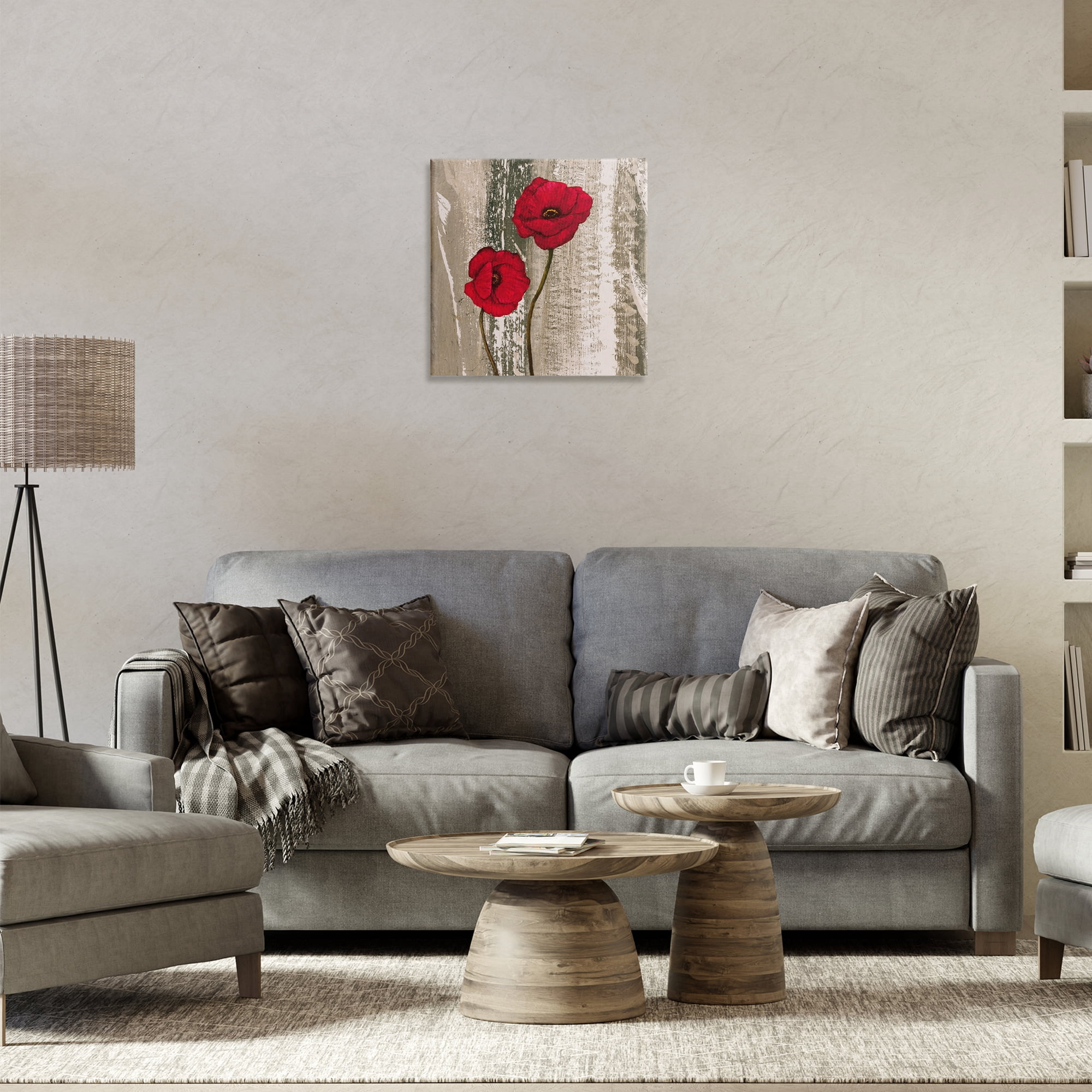 Stupell Industries Rustic Red Anemones Plants & Flowers Painting Wrapped Canvas Art Print Wall Art, 17 x 17