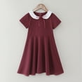 thumbnail image 5 of Girls Dresses Kids Toddler Baby Spring Summer Solid Color Short Sleeve Dress Party Princess Dress Size 7 Y-8 Y, 5 of 7