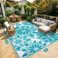 thumbnail image 4 of Findosom 9'x12' Outdoor Rug Patios Rug Waterproof RV Outdoor Rug Camping Rugs Reversible Plastic Straw Rug Large Outdoor Mat Outdoor Area Rug for Camping,Balcony Apartment,Patio,Picnic,Beach Green, 4 of 9