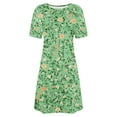 thumbnail image 5 of Vestido Corto para las Mujeres Cuello Redondo Manga Corta Impresa Suéter, Moda Casual Estilo Línea, 5 of 5