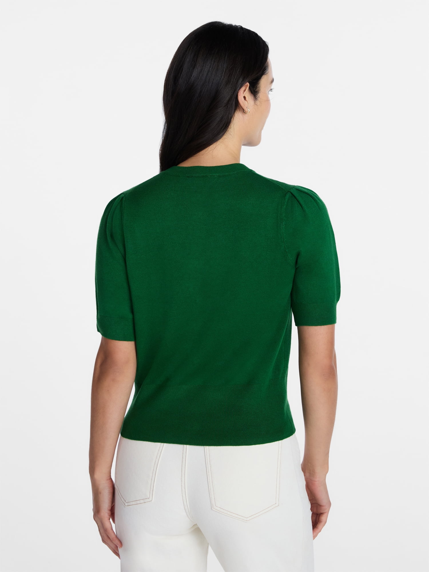 Time and Tru Women's Crewneck Cardigan with Short Sleeves, Lightweight, Sizes XS-XXXL