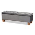 thumbnail image 1 of Bowery Hill Grey Velvet Upholstered Storage Ottoman Bench, 1 of 11