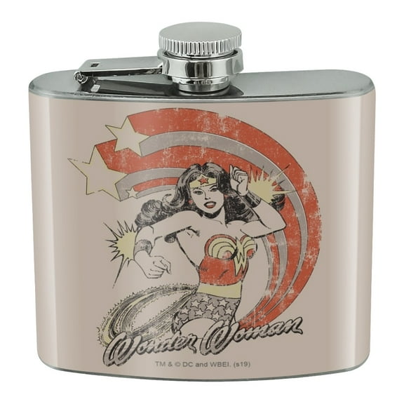 Wonder Woman Deflecting with Bracelets Stainless Steel 5oz Hip Drink Kidney Flask