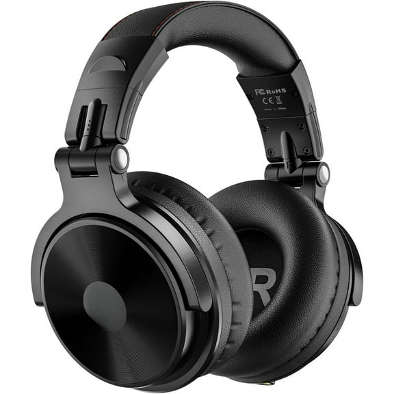 Bluetooth Over Ear Headphones, 110 Hrs Wireless/Wired Stereo Sound Foldable Headsets with Deep Bass 50mm Neodymium Drivers for PC/Computer/Podcast-, Black