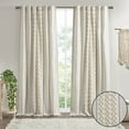 thumbnail image 5 of Cotton Printed Curtain Panel with Chenille Stripe and Lining, Decorative Boho Curtains with Tassels for Kitchen Bedroom, 1 Panel, 5 of 9